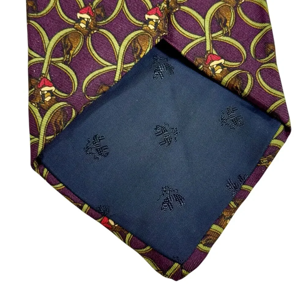 VTG Brooks Brothers‎ Makers Purple Silk Hunting Horns Fox Hunt Jacquard Tie USA